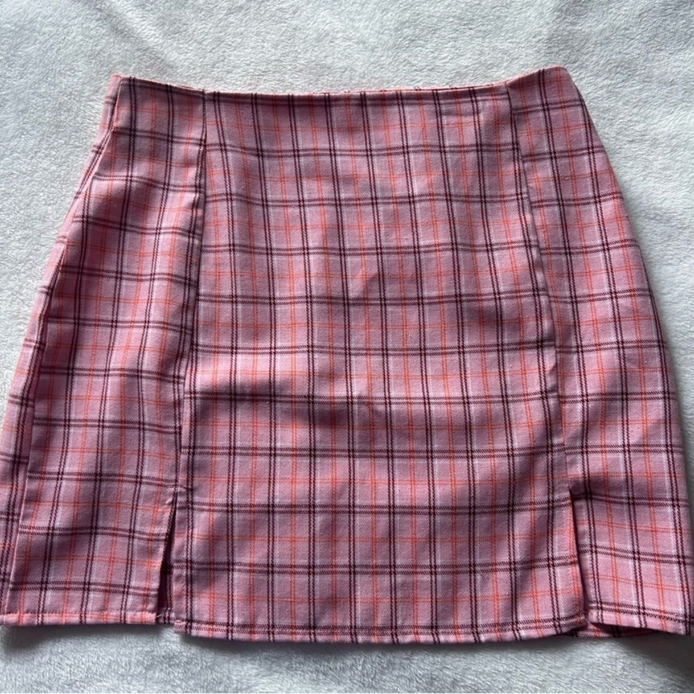 Pink Plaid Mini Skirt